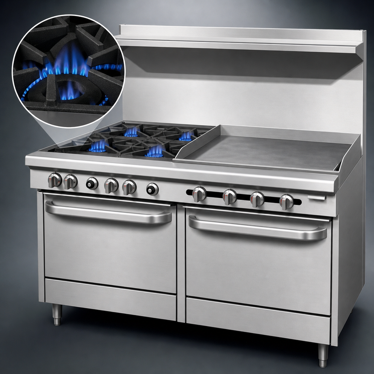 Product image #3 for Southbend S-Series 60-Inch Natural Gas Restaurant Range with 6 Open Burners, 24-Inch Griddle, and 2 Convection Ovens