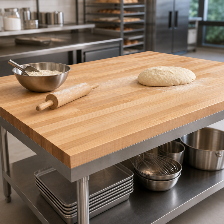Product image #3 for John Boos 72" x 42" Edge Grain Laminated Northern Hard Rock Maple Work Table Top