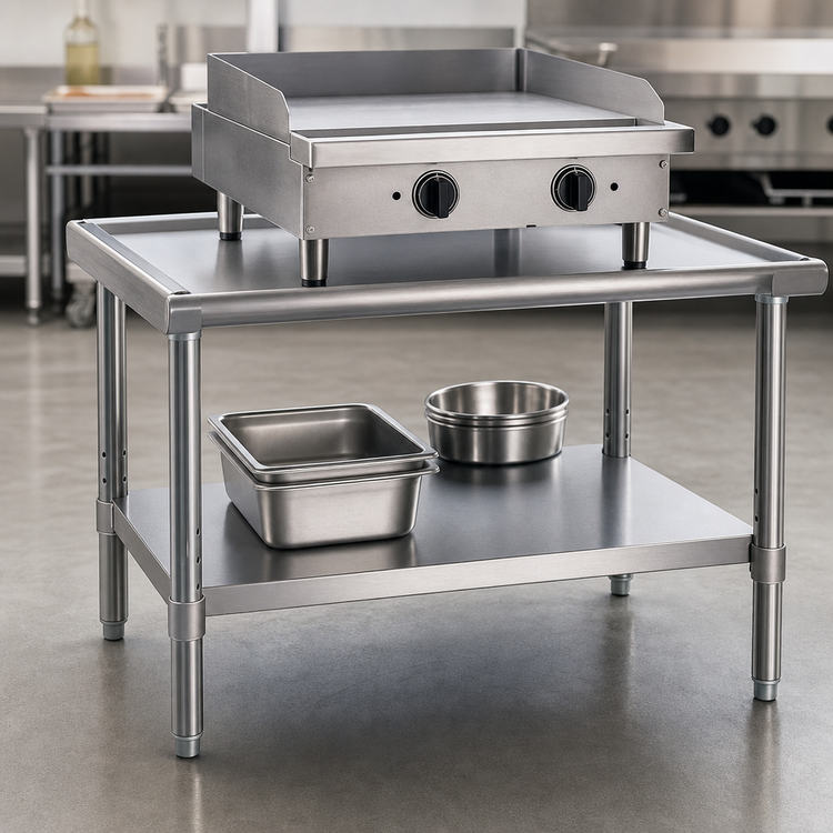 Product image #3 for 24-3/8" x 24-3/8" Stainless Steel Griddle/Equipment Stand with Adjustable Undershelf