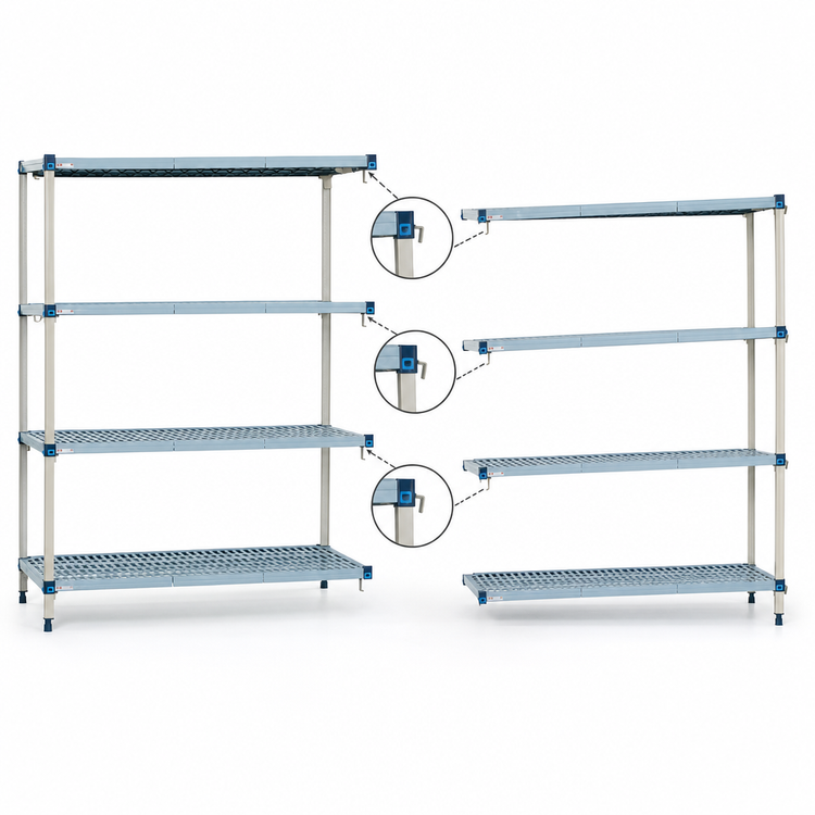 Product image #3 for MetroMax Q 4-Shelf Open-Grid Polymer Add-On Shelving Unit, 48"W x 24"D x 63"H
