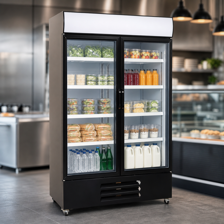 Product image #3 for Excellence Commercial Products TKOF-42 Two-Section Glass Door Freezer Merchandiser