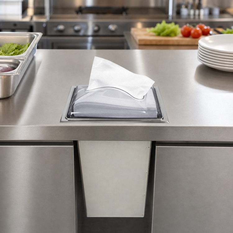 Product image #3 for San Jamar Classic In-Counter Interfold Napkin Dispenser, Clear Faceplate, Stainless Steel Body