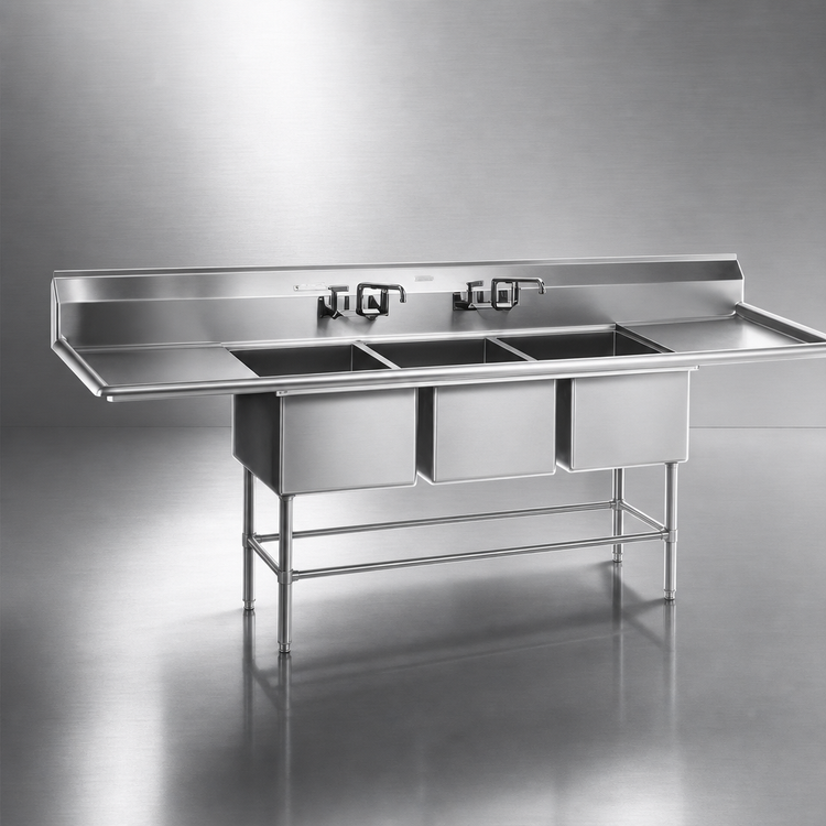 Product image #3 for Eagle Group Spec-Master FN Series 3-Compartment Stainless Steel Sink with 30" Left Drainboard
