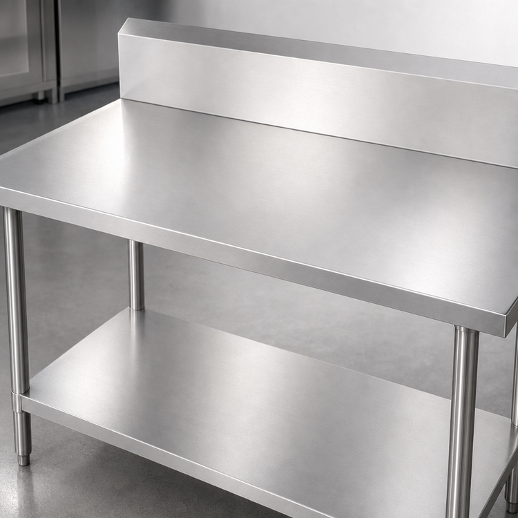 Product image #3 for Advance Tabco 72-Inch W x 30-Inch D 14-Gauge 304 Stainless Steel Work Table with 10-Inch Backsplash and Undershelf