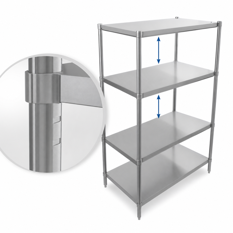 Product image #3 for John Boos Stainless Steel Stationary Dry Storage Shelving Unit with 2 Adjustable Shelves