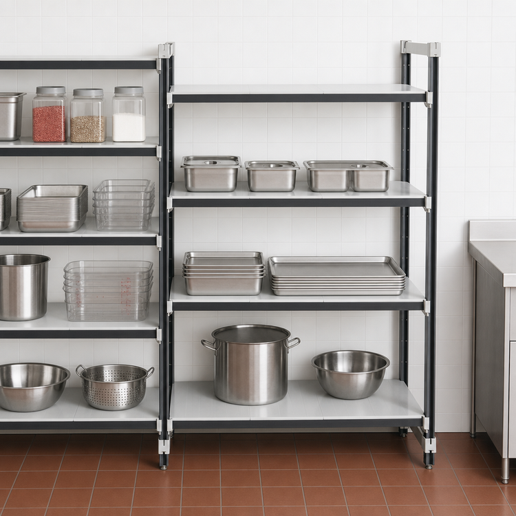 Product image #3 for Camshelving Elements XTRA 18 Inch Deep x 36 Inch Wide x 84 Inch High 4-Tier Solid Stationary Add-On Polymer Shelving Unit