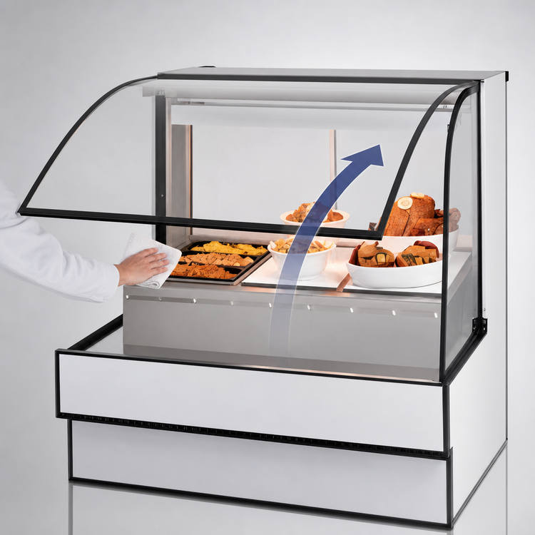 Product image #3 for Federal Industries Curved Glass Hot Deli Case, 77 Inch, 5-Well, Wet or Dry Heat