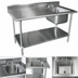 Thumbnail image #3 for Advance Tabco Special Value Series 60-Inch x 30-Inch 430 Stainless Steel Work Table with Right-Side Prep Sink and Galvanized Undershelf
