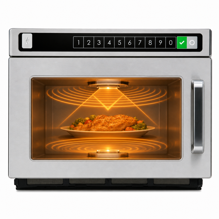 Product image #3 for Amana Commercial Heavy Volume Countertop Microwave Oven, 0.6 Cu. Ft., 1800 Watts, Solid Door, 208/240V