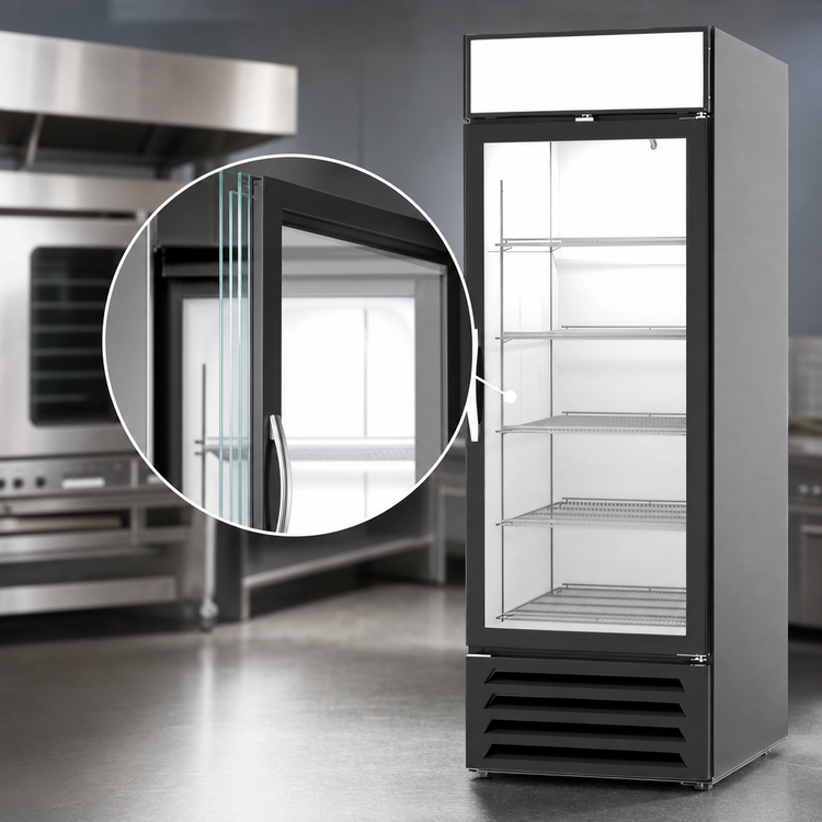 Product image #3 for MarketMax 23.32 Cu. Ft. Single-Section Reach-In Glass Door Freezer Merchandiser, Hinged, Bottom-Mount, Black
