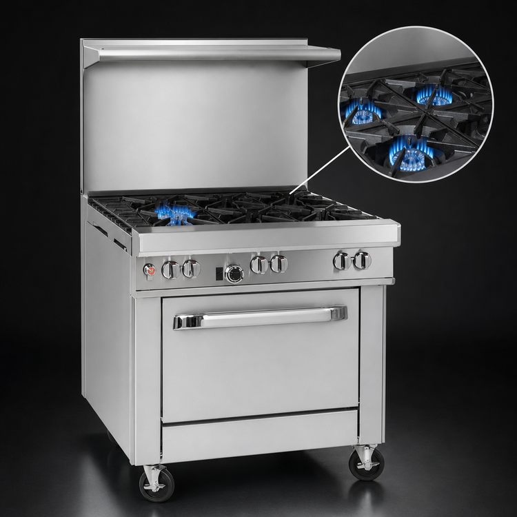 Product image #3 for Southbend Ultimate 36-Inch Gas Restaurant Range with 2 Open Burners, 24-Inch Charbroiler and Cabinet Base