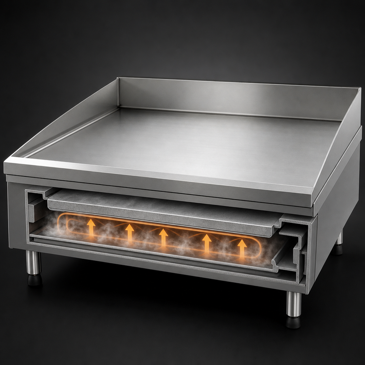 Product image #3 for AccuSteam 48-Inch x 24-Inch Electric Steam-Heated Countertop Griddle with Digital Controls, 480V 3-Phase