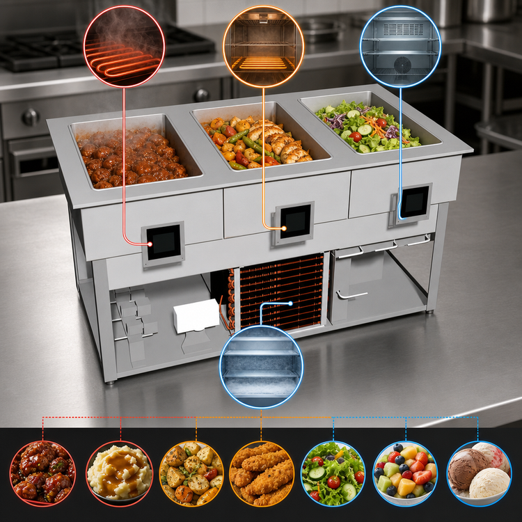 Product image #3 for Duke HCF-3 3-Pan Hot/Cold/Freeze Drop-In Food Well Unit