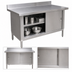 Thumbnail image #3 for 72-Inch Stainless Steel Enclosed Work Table with Sliding Doors and Backsplash