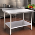 Thumbnail image #3 for Klinger's Trading ABST3014 14-Inch x 30-Inch Stainless Steel Filler Work Table with 2-Inch Backsplash and Undershelf