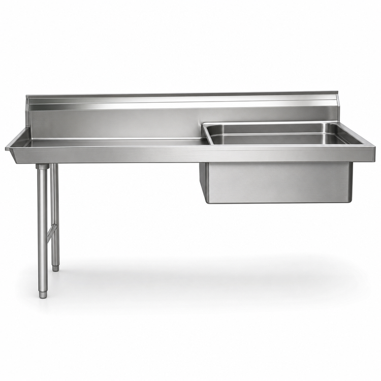 Product image #3 for 72-Inch Straight Soiled Dishtable with 20 x 20 x 5-Inch Pre-Rinse Sink, Left-to-Right Operation