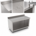 Thumbnail image #3 for John Boos 60-Inch x 30-Inch 16-Gauge Stainless Steel Work Table with Open Front Cabinet Base and 5-Inch Backsplash
