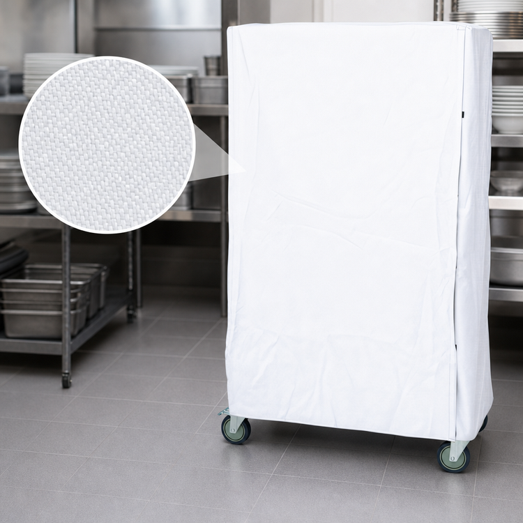 Product image #3 for Quantum 400 Denier White Nylon Wire Cart Cover with Zipper Flap, 24 x 36 x 74 Inches
