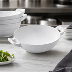 Thumbnail image #4 for American Metalcraft MBW93 82 oz White Round Melamine Bowl with Handles, 9-3/4 in Diameter Case of 12