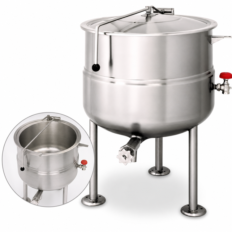 Product image #3 for Cleveland Range KDL125 125-Gallon Direct Steam Kettle, Tri-Leg Base, 2/3 Steam Jacket
