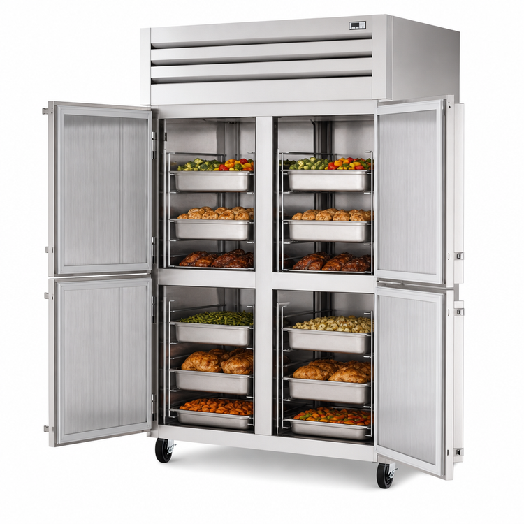 Product image #3 for True SPEC SERIES 2-Section Reach-In Heated Holding Cabinet with 4 Half Swing Doors, Stainless Steel Front & Sides, Aluminum Interior