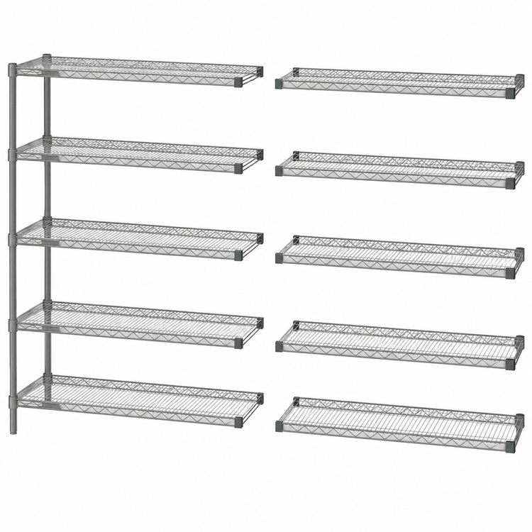 Product image #3 for Eagle Valu-Master 5-Tier Add-On Wire Shelving Unit, 48 x 21 x 86 Inches, Pewter Gray Epoxy Finish