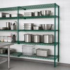 Thumbnail image #3 for Eagle Group Valu-Gard A5-86-1842VG 5-Tier Add-On Wire Shelving Unit, 42"W x 18"D x 86"H, Green Epoxy