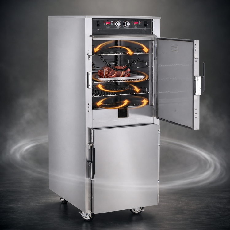 Product image #3 for FWE G2 Series Mobile Low Temp Cook & Hold Smoker Cabinet Oven, 2-Compartment, Stainless Steel