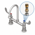 Thumbnail image #3 for T&S Brass 8-Inch Center Deck Mount Manual Mixing Faucet with 5-3/4-Inch Swivel Gooseneck and Rose Spray Outlet