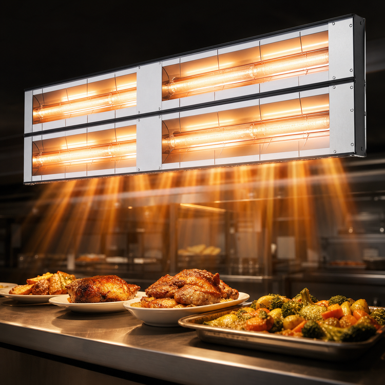 Product image #3 for Hatco Glo-Ray Max Watt 108-Inch Dual Infrared Strip Heater, 6-Inch Spacer, Aluminum, 6000W