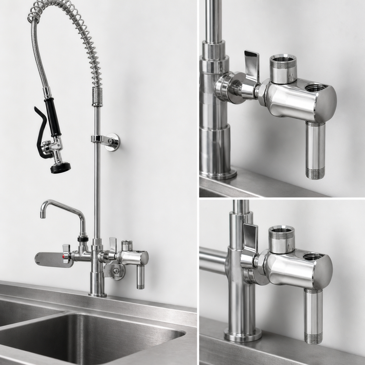 Product image #3 for Fisher Stainless Steel Pre-Rinse Add-On Faucet with 4-Inch Riser, Less Spout