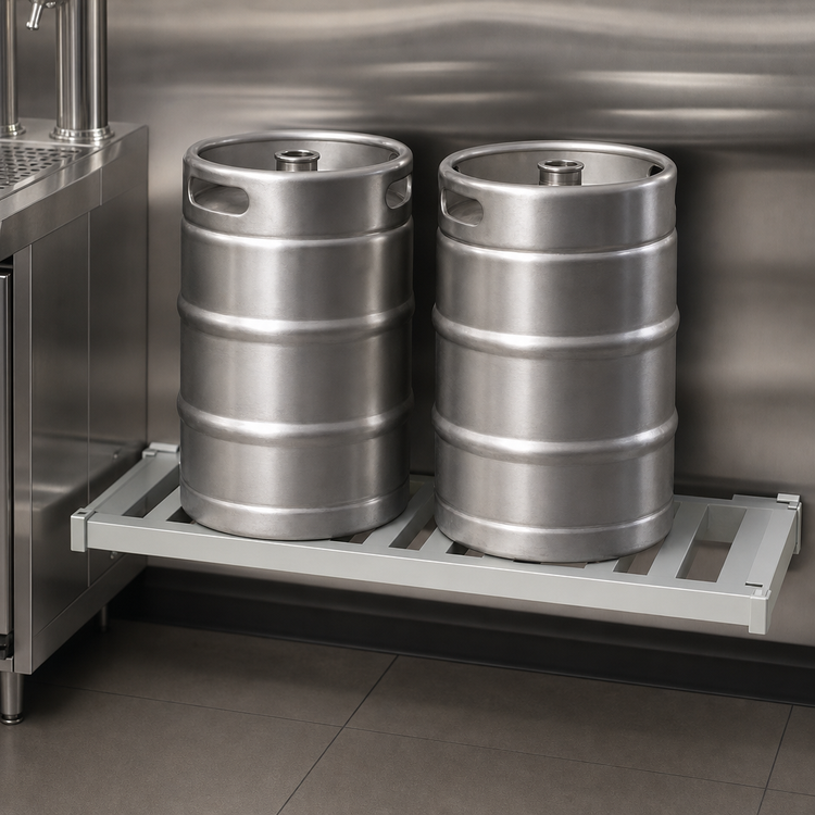 Product image #3 for Panco Aluminum Beer Keg Rack Shelf, 42"W x 18"D, Holds 2 Kegs