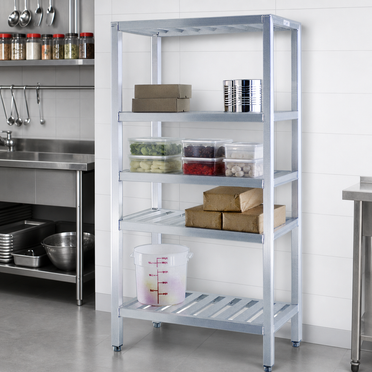 Product image #3 for New Age T-Bar Series 4-Tier Aluminum Cantilevered Shelving Unit, 36 x 20 x 72 Inches