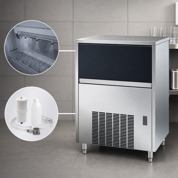 Product image #3 for Brema Undercounter Cube Ice Maker with 88 lb Storage Bin and AWS Self-Cleaning
