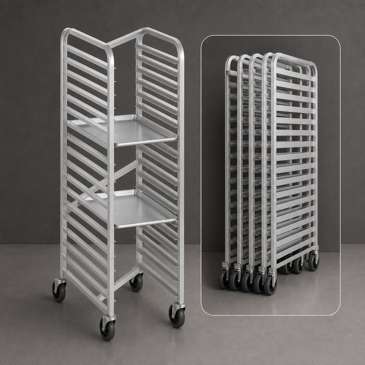 Product image #4 for Channel Standard Heavy-Duty Series Aluminum Nesting End-Load Bun Pan Rack, 7-Full-Size-Pan Capacity