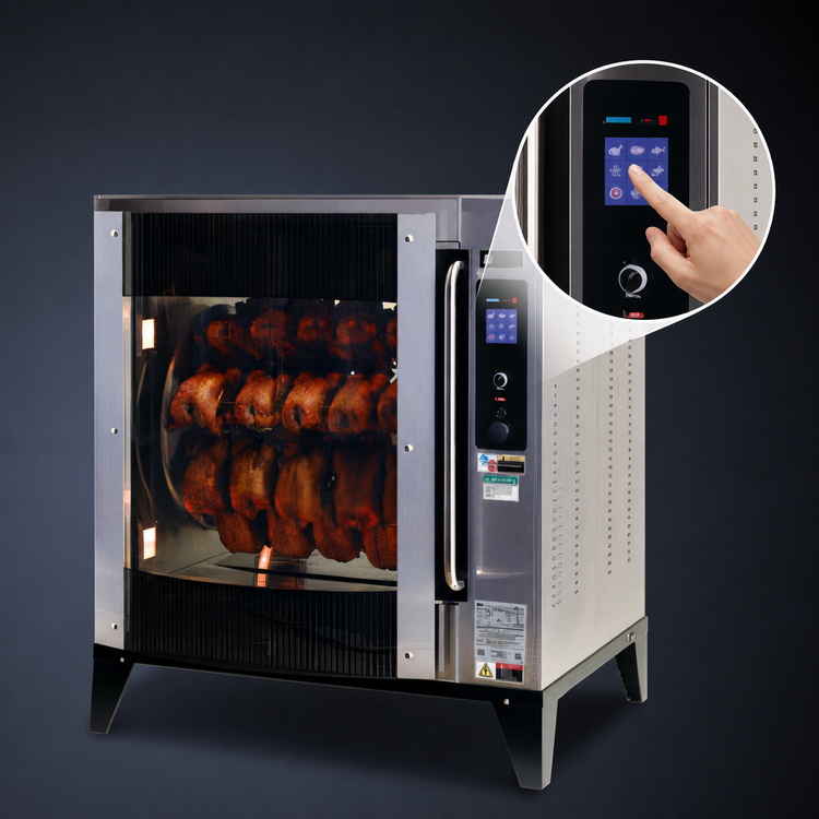 Product image #3 for BKI VGG-8-F-PT Single Deck Pass-Through Electric Rotisserie Oven with Touchscreen Controls