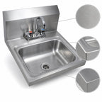 Thumbnail image #3 for BK Resources BKHS-D-1410-P-G 14" x 10" Wall-Mounted 304 Stainless Steel Hand Sink with Lead-Free Deck-Mount Faucet