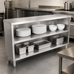 Thumbnail image #4 for John Boos EDSC8-1872-X Open-Front Stainless Steel Dish Cabinet with Mid-Shelf, 72 x 18 x 35 Inches