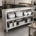 Thumbnail image #4 for John Boos Floor Model Open Front Stainless Steel Dish Cabinet with Mid-Shelf, 72 x 18 x 35 Inches
