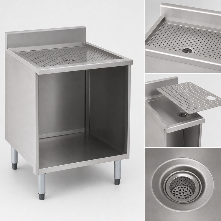 Product image #3 for Eagle 2200 Series Recessed Worktop Underbar Glass Rack Storage Unit, 18 Inch Wide, Open Front Cabinet Base