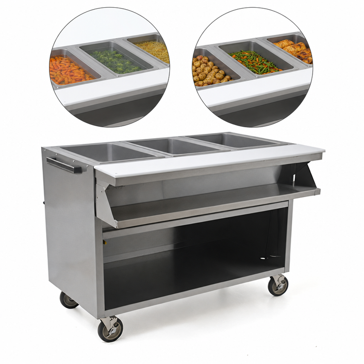 Product image #3 for Spec-Master Mobile Sealed Well Electric Hot Food Table with Open Front, 3 Wells, 48-Inch Wide
