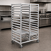 Thumbnail image #3 for Channel Manufacturing Double-Section Aluminum Cafeteria Tray Rack for 15 x 20 Trays, 64 Inch High, 4 Inch Spacing