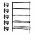 Thumbnail image #3 for Quantum WR86-2124BK-5 Wire Shelving Starter Unit, 24"W x 21"D x 86"H, 5 Shelves, Black Epoxy Finish