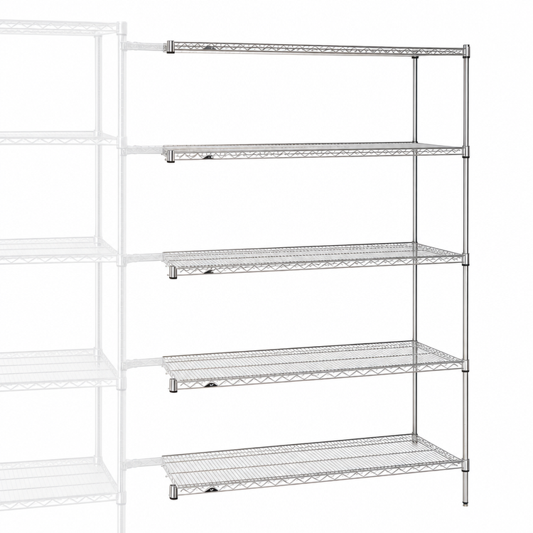 Product image #3 for Metro Super Erecta 5-Shelf Add-On Wire Shelving Unit, 60W x 21D x 74H, Chrome Plated