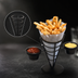 Thumbnail image #3 for Ironworks Black Wrought Iron Conical French Fry Basket with 2 Ramekins
