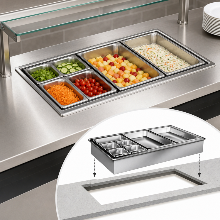 Product image #3 for Atlas Metal WIC-4 4-Pan Drop-In Iced Cold Food Well