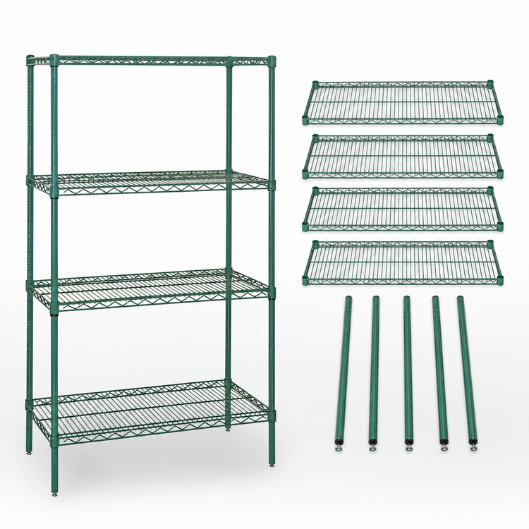 Product image #3 for Quantum 36W x 14D x 63H Wire Shelving Starter Kit, 4-Shelf Stationary Unit