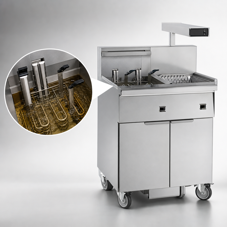 Product image #3 for Imperial Electric Floor Fryer with Immersed Elements, Built-In Filter System, and Dump Station, 75 lb Capacity