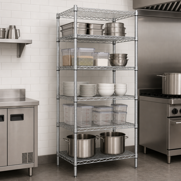 Product image #3 for EAGLEbrite 5-Tier Stationary Starter Wire Shelving Unit, 24" W x 24" D x 86" H, Zinc Finish