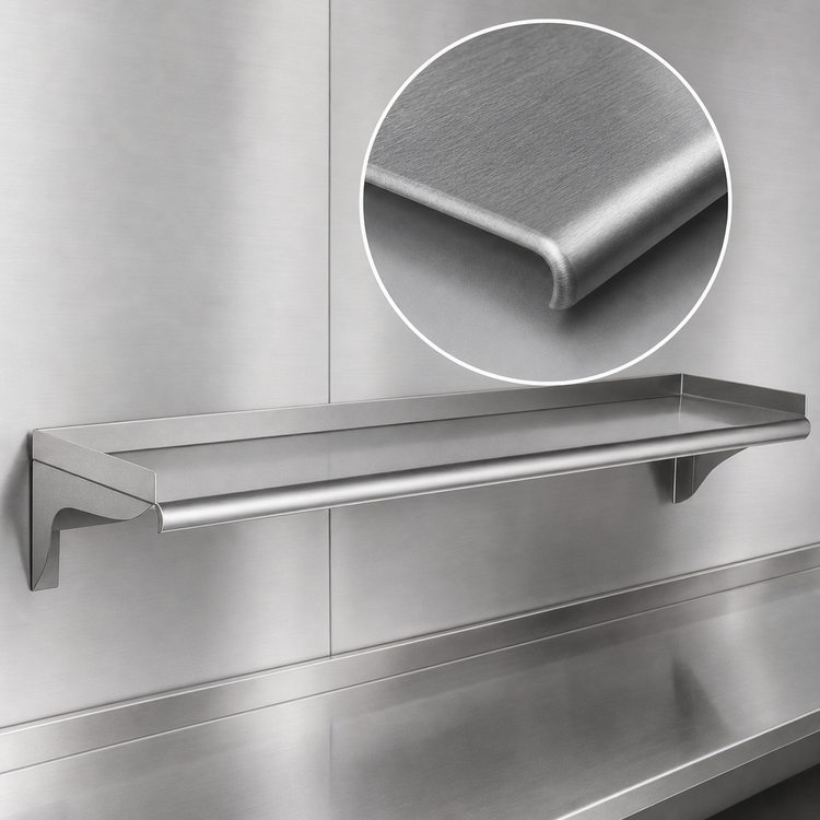 Product image #3 for Eagle 48 Inch Wall-Mounted Shelf, 10 Inch Deep, 16 Gauge Type 430 Stainless Steel